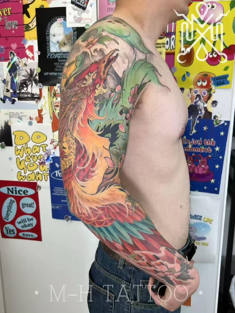 新传统凤凰花臂