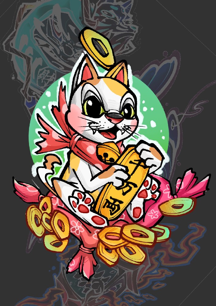 原创招财猫手稿